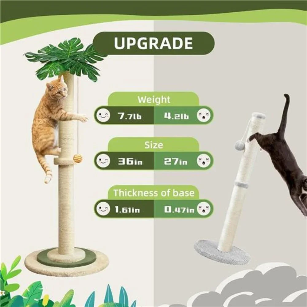 Cat Scratching Post, Stable Cat Scratch with Hanging Ball, 36''